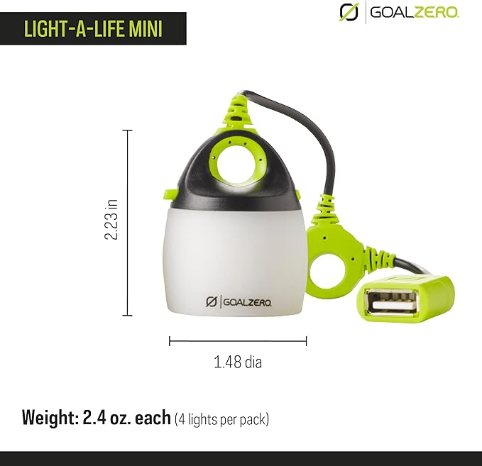 Goal Zero Light-A-Life Mini Chainable LED Lights, 4 Pack, with Color Shades