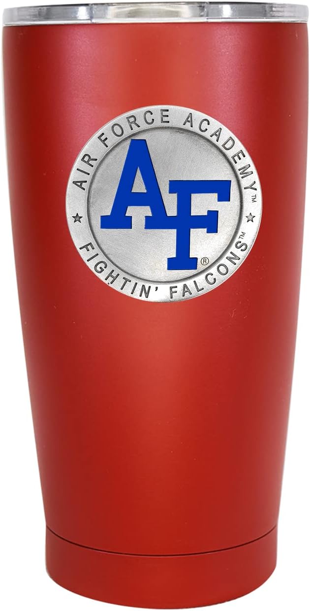 Heritage Pewter US AIR FORCE ACADEMY 15 oz. Tumbler - Red | Durable Insulated Tumbler Cup for Cold & Hot Drinks | Thermal Travel Mug for Coffee | Intricately Crafted Metal Pewter Inlay