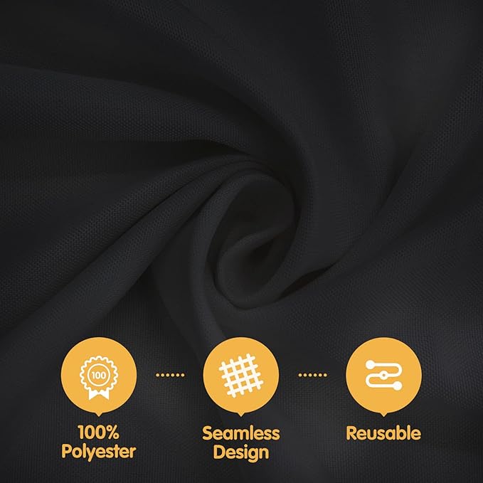 BRILLMAX 10 Pack Black Tablecloths 60 x 102 Inch for 6ft Rectangle Tables - 150 GSM Polyester Fabric, 15" Standard Drop, Water, Stain & Wrinkle Resistant Cloth Cover for Wedding Dining Buffet