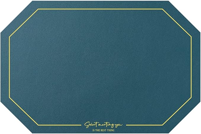 Elegant Octagon PU Table Placemats Pack of 1/4/6/10 Kitchen Dining Table Mat Non-Slip Countertop Protector Pads Taupe(Octagon Green,45x30cm 4pcs)