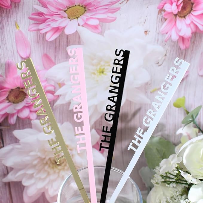 Personalized 18cm Wedding Drink Stirrers, Custom Swizzle Sticks, Drink The Surname Tags, Bar Cocktail Accessories Place Name Settings, Wedding Party, Bridal Shower, Birthday Stirrers 20pcs