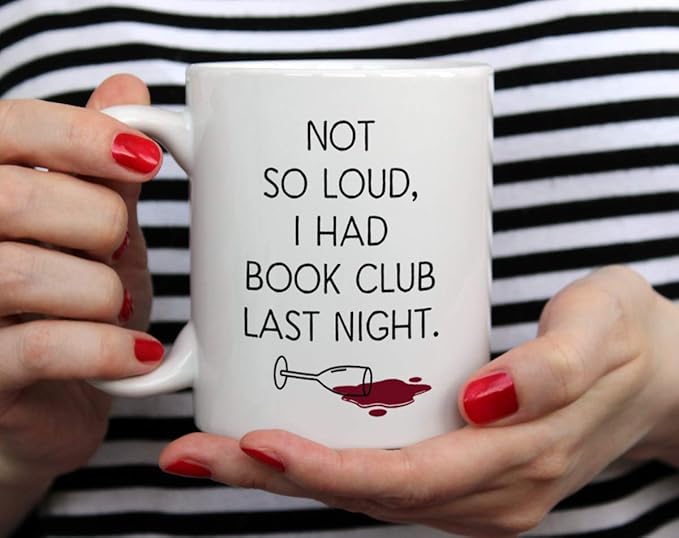 Loftipop Funny Book Club Coffee Mug, Reading Wine Lover Cup, Bookish Bibliophile Librarian Bookworm Gifts (11oz)