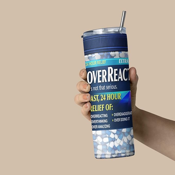 Funny Tumbler – Hilarious Gift-Inspired Parody Design, Custom Novelty Gift for Friends, Coworkers, or Gag Gift Lovers! (OverReactine)