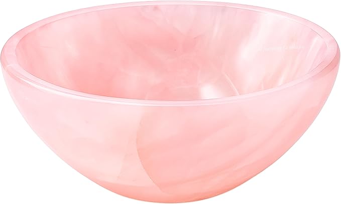 Rose Quartz Crystal Bowl - 3 Inch Decorative Bowls for Room and Home Decor - Gemstone Healing Crystals for Elegant Display, Positive Energy Balance and Gift