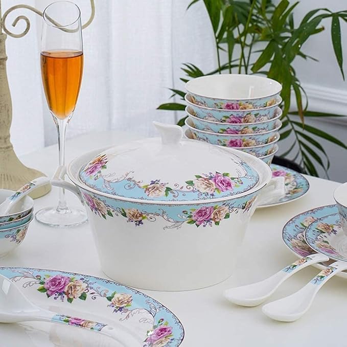 Dinnerware Set, Plates and Bowls Sets, Plate Sets with Dinner Plate, Porcelain Dessert Plate, for Parties, Celebrations, Family Celebrations(60 piecesA)