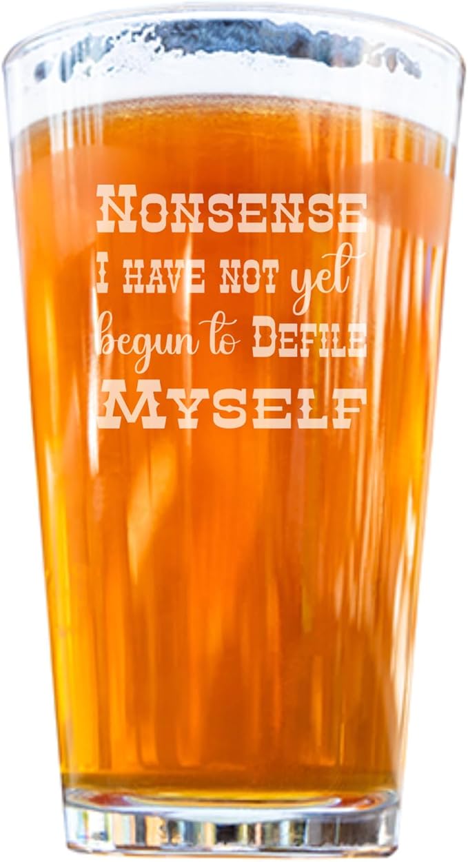 Madi Kay Designs Doc Holliday Quote Engraved Whiskey Glass | Funny and Sarcastic Tombstone Movie Quotes | Personalized Cocktail Glassware for Men Beer Glass Pint Glass-Defile Myself