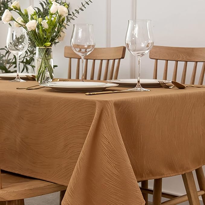 maxmill Fall Tablecloth Swirl Design Spillproof Wrinkle Free Heavy Weight Soft Table Cloth Decorative Fabric Table Cover for Harvest Celebration Thanksgiving Dinner Rectangle 52 x 70 Inch, Fall Leaf