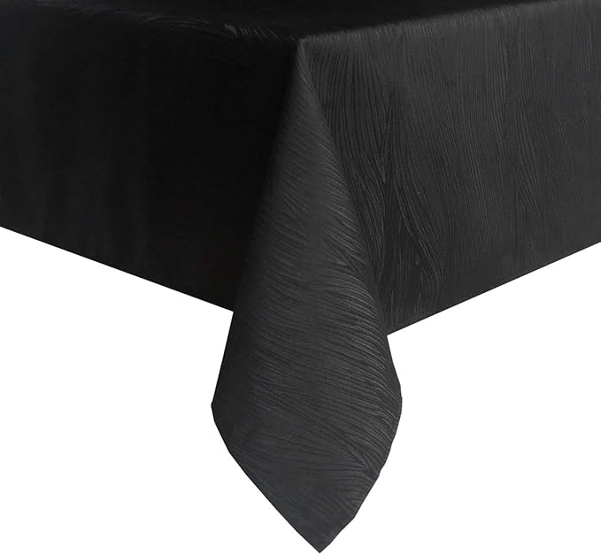 maxmill Square Table Cloth Swirl Design Water Proof Wrinkle Free Heavy Weight Soft Tablecloth Decorative Fabric Table Cover for Outdoor and Indoor Use Square 60 x 60 Inch Black