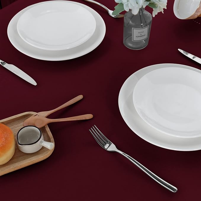 sancua 2 Pack Burgundy Tablecloth 54 x 78 Inch, Rectangle 4 Feet Table Cloth - Stain and Wrinkle Resistant Washable Polyester Table Cover for Dining Tables, Buffet Parties and Camping