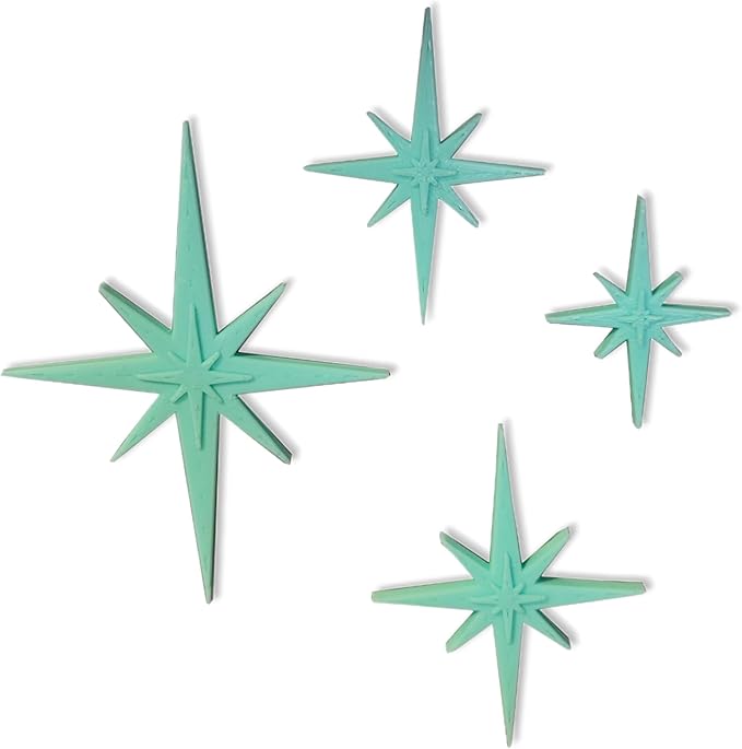 Midcentury Modern Vintage Style Atomic Star Bursts Fridge Magnets Art Refrigerator Kitchen Décor 1960s Retro Stars 50s Home Office MCM (Mint)
