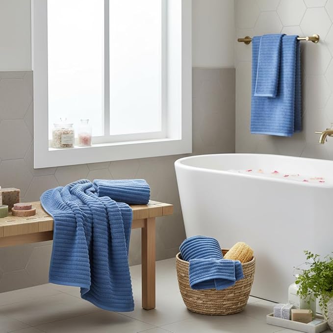 Extra Large Bath Towel Set of 6 (40"x80"),Oversized Bath Sheet Super Soft Highly Absorbent Microfibers Quick Dry Luxury Shower Towel for Bathroom Spa Gym Hotel Yoga(Blue, 6Piece)
