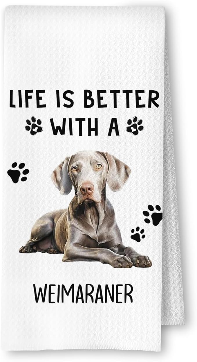 Weimaraner Dog Kitchen Towels, Weimaraner Lover Gifts Dish Tea Towels for Kitchen Decor, Dog Mom Dad Gifts Decorative Hand Towel for Bathroom, 16x24 Inches