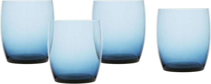 Fortessa Gala Glass, 15 Ounce Short Beverage (Set of 4), Cornflower