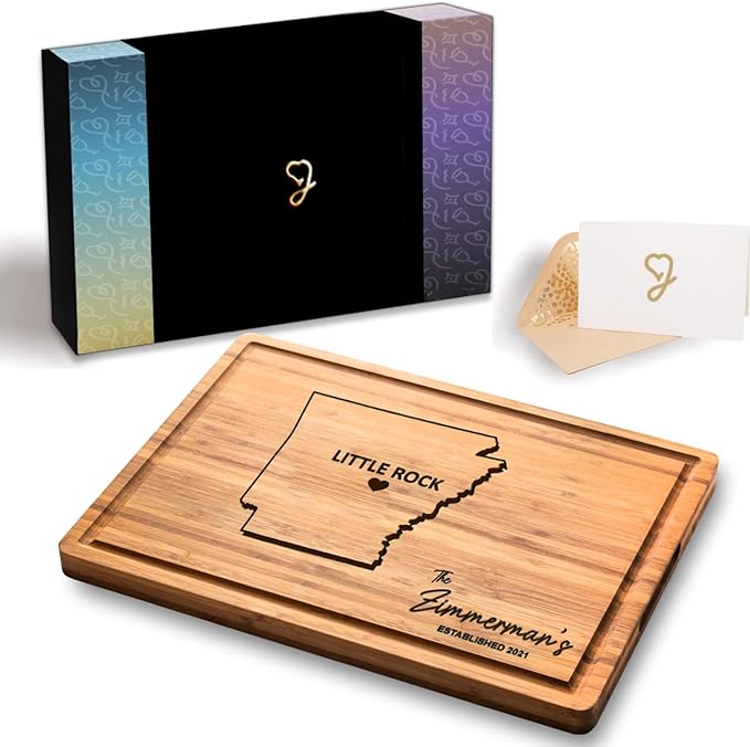 Arkansas Shaped Cutting Board, Wooden States Arkansas Map Gift, Destination Gifts for Host Family, Bammboo Personalized Moving Away Gifts