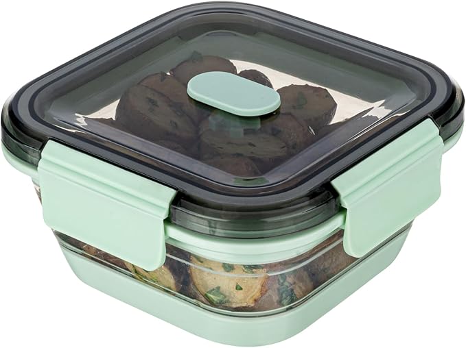 Restaurantware-Fresh Hero 23.8 Ounce Storage Containers, 1 Durable Airtight Food Containers - Microwavable, Freezable, Green Plastic, Collapsible, Dishwashable, With Vented Lids