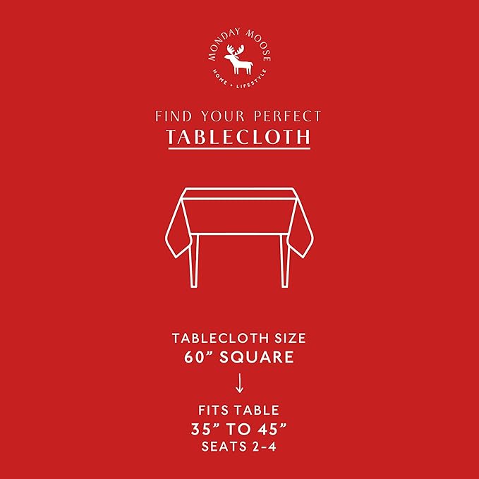 MONDAY MOOSE Gingham Checkered Farmhouse Rustic Picnic Style Decoration Square Natural Stonewashed Cotton Tablecloth for Kitchen, Dining Room, Restaurant (60" Square, Red/White)