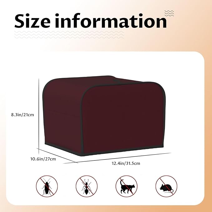 Dark Red Toaster Cover Bread Machine Cover Fits For 4 Slice Toasters Anti-Sputtering Bread Cover Washable Bread Maker Cover Dust Cover
