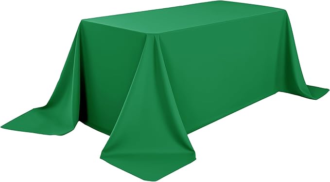 6-Pack 90x156 inch Forest Green Table Cloths, Solid Stain and Wrinkle Resistant Oblong Tablecloth, Premium Plain Weave Polyester Fabric Rectangle Table Linen Covers for Hotel, Banquet