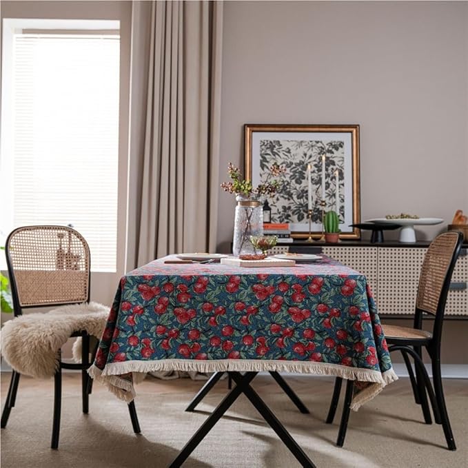 Rectangular Tablecloth Cherry Jacquard Tablecloth Thick Tablecloth Suitable for Restaurant Camping(Style15,90 * 90cm)