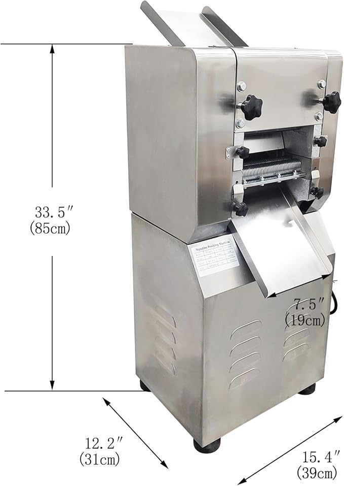 Commercial Electric Noodle Machine High-speed Press Dough Machine with 1mm & 2mm Cutters for Pasta,Dumpling Skin,Noodle,Bread Electric Dough Sheeter 1.5KW 110V