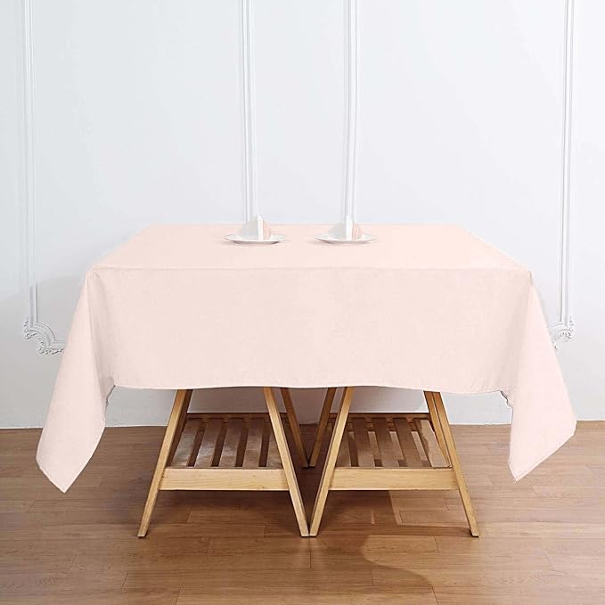 Efavormart 70" Premium Square Polyester Tablecloth for Wedding Kitchen Dining Events - Blush | Rose Gold