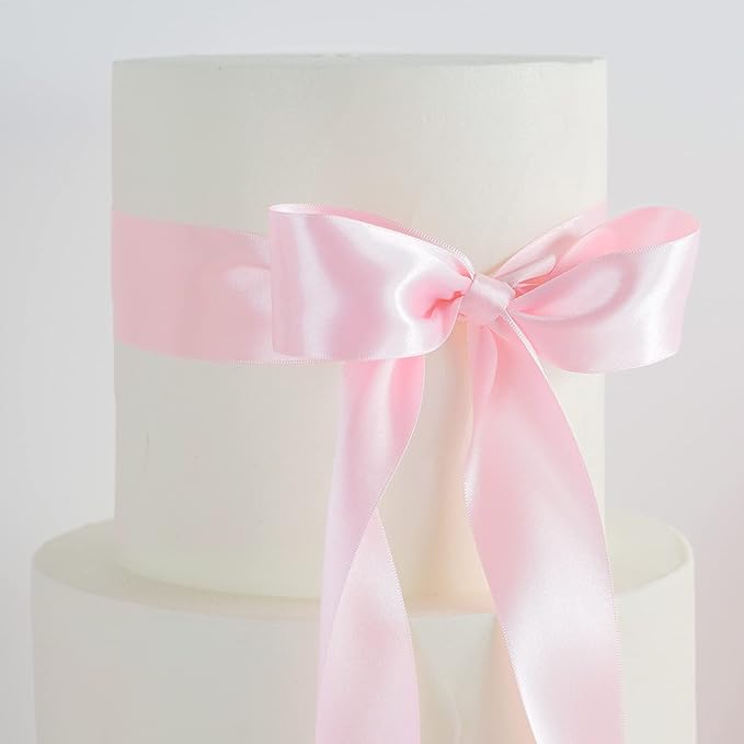 MEEDEE Pink Satin Ribbon 1-1/2 Inch Pink Ribbon Lux Double Faced Satin Ribbons by 50 Yards Polyester Satin Ribbons for Crafts, DIY Crafts, Weddings, Flower Bouquet, Holiday Decorating