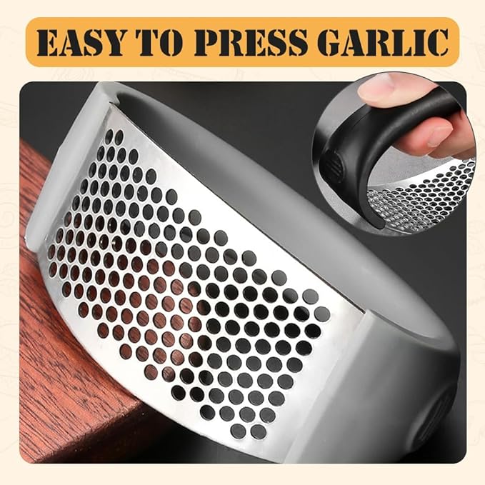 2024 Upgraded Stainless Steel Garlic Crusher - Garlic Crusher, Home Kitchen Utensils Portable Manual Garlic Crusher, Home & Kitchen Garlic Press (1pc)