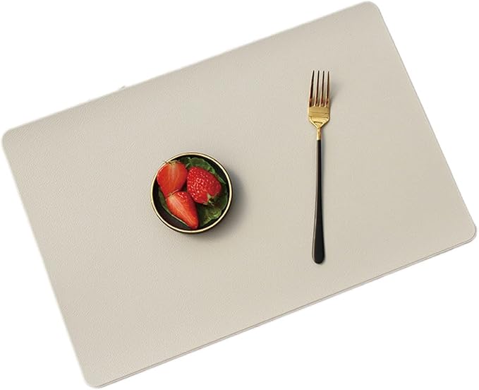 Faux Leather Placemats Set of 1/4/6 Washable Place Mats Indoor Waterproof Table Home Kitchen Dining Mat Green(YB Cream Grey,45x30cm 6pcs)