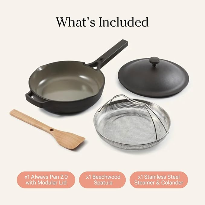 Our Place Always Pan 2.0 | 10.5" Ceramic Pan with Modular Lid, Steamer Basket & Spatula | Patented 10-in-1 Nonstick, Non-Toxic Cookware Made Without PFAS | Induction & Oven-Safe up to 450°F | Char