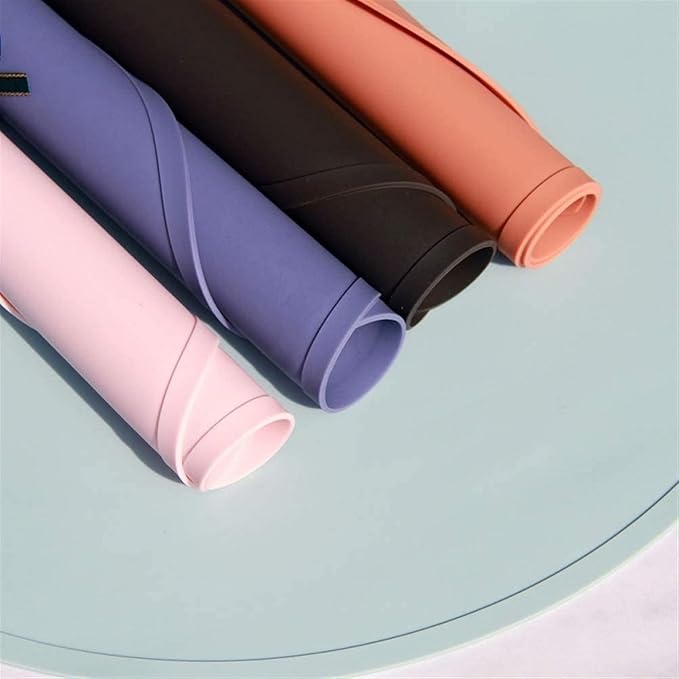 Set of 1/4 Silicone Placemats for Dinner Table Half Round Kids Placemats Non-Slip Heat Table Mats Coffee Mats(RS Brownish Gold,33X38CM_1PCS 33X38CM)