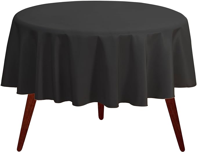 Gee Di Moda Round Tablecloth - 120 Inch Black Round Table Cloth for 60 to 96 Inch Round Tables - Heavy Duty Washable Fabric - for Buffet Table, Holiday Party, Dinner, Wedding & Baby Shower
