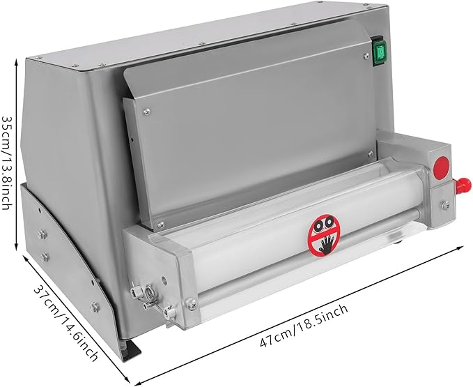 Commercial Dough Roller Sheeter for 3-12in Pizza, 450W 110V Automatic Pizza Press Shaping Machine for Noodle Pizza Bread Pasta Maker Equipment, 240-260 PCS/H