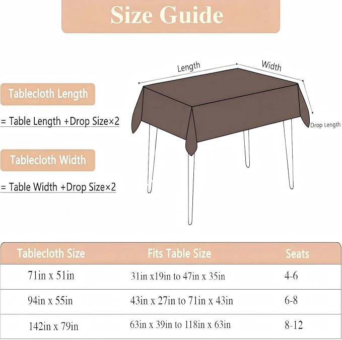 EKAINA Waterproof Faux Linen Rectangle Tablecloth Spill-Proof Wipe-Clean Dining Table Cover for Kitchen Party Holiday Everyday Use