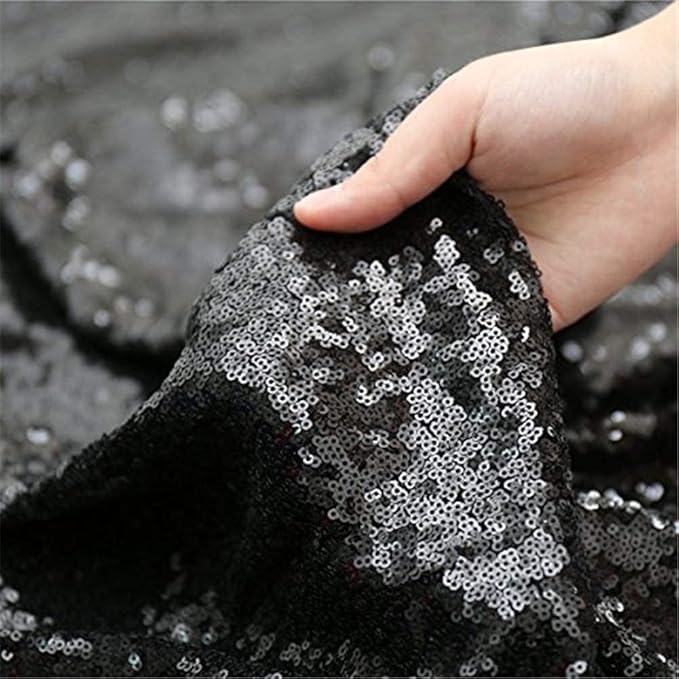 Eternal Beauty Black Tablecloth, 60x120 Inch Sequin Rectangle Table Cover for Cake Dessert Exhibition Party Birthday Events