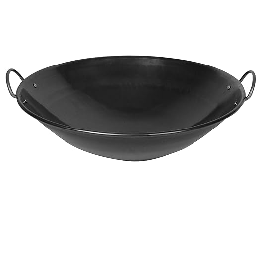 Thunder Group IRWC005 Wok, 28-3/4" Dia., Curved Rim, 2 Round Riveted Handles, Iron Construction