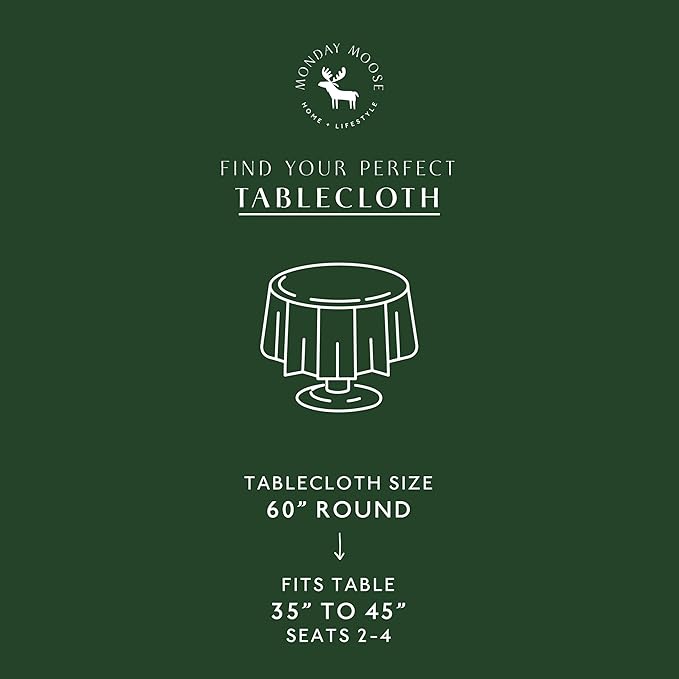 MONDAY MOOSE Ruffle Farmhouse Rustic Round Natural Stonewashed Cotton Tablecloth for Kitchen, Dining Room, Restaurant (60" Round, Teal Green)