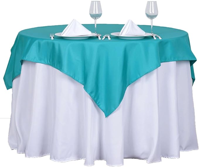 Efavormart 54x54 Turquoise Wholesale Linens Seamless Polyester Square Linen Tablecloth for Wedding Banquet Party Restaurant