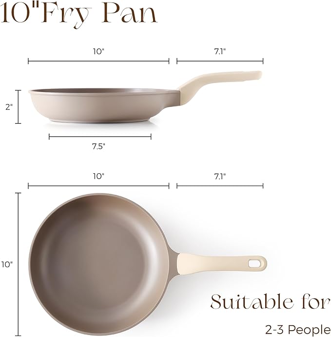 PRICUSIS Nonstick Frying Pan Skillet, Swiss ILAG Coating, 10 Inch Induction Compatible with Stay Cool Handle, PFOA Free Omelet Pan, Dishwasher Safe, Warp Resistant (Honey Apricot)