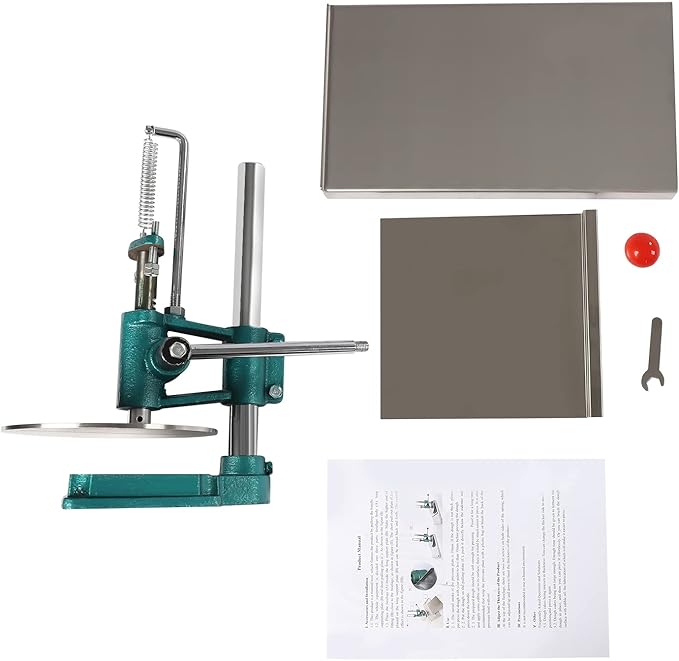 Pizza Dough Press Machine, 7.9" Manual Pastry Press Machine Commercial Dough Stainless Steel Pizza Press Maker Dough Pizza Bread Pies Maker Adjustable Thickness w/Cast Iron Base