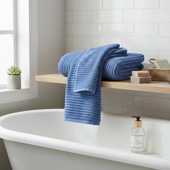 Extra Large Bath Towel Set of 6 (40"x80"),Oversized Bath Sheet Super Soft Highly Absorbent Microfibers Quick Dry Luxury Shower Towel for Bathroom Spa Gym Hotel Yoga(Blue, 6Piece)