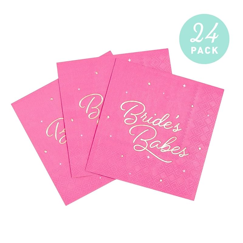 Stag & Hen Bachelorette Party Napkins | 24 Pack, 3-Ply Disposable Beverage Napkins | Bride's Babes Funny Tableware, Party Decor | Bridal Shower Gift, Engagement Party Favors, Ideas