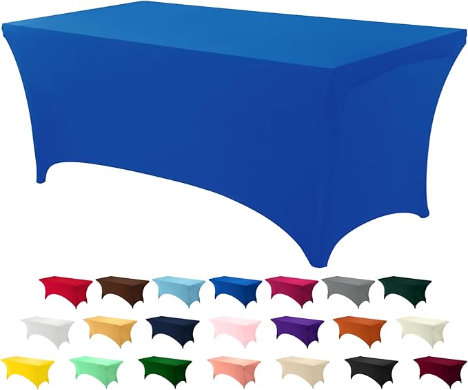 Utopia Kitchen Spandex Tablecloth 1 Pack [6FT, Blue] Tight, Fitted, Washable and Wrinkle Resistant Stretch Rectangular Patio Table Cover for Event, Wedding, Banquet & Parties [72Lx30Wx30H Inch]