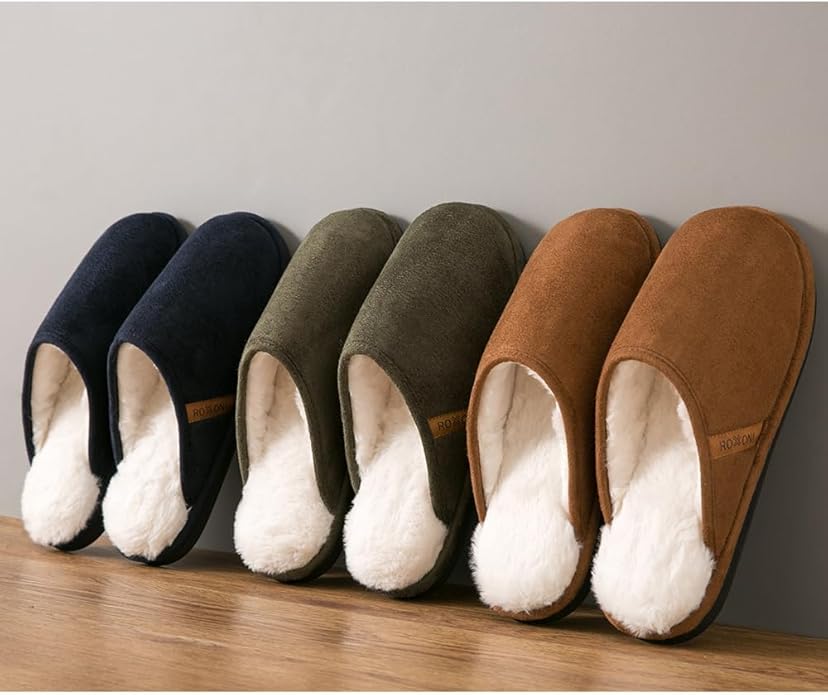 Roxoni Men's Warm Soft Furr House Memory Foam Slipper