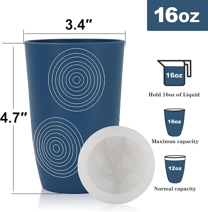 Homienly Wheat Straw Cups,Unbreakable Drinking Glasses 16oz,6-Pack Dishwasher Safe Cups with Lids for Parties,Beach-Colorful