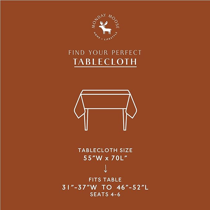 MONDAY MOOSE Ruffle Farmhouse Rustic Rectangle Natural Stonewashed Cotton Tablecloth for Kitchen, Dining Room, Restaurant (55x70 inch, Cinnamon)