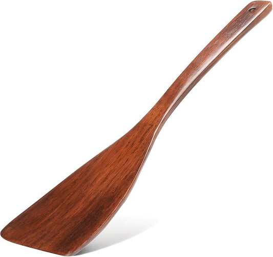 Wooden Spatula for Cooking, Long Handle Corner Spatulas for Frying Pan, Right Hand Wood Turner for Cooking Kitchen Utensils