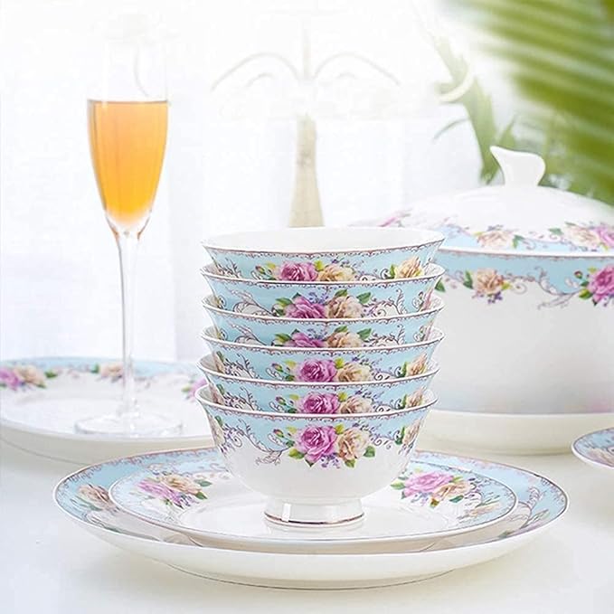 Dinnerware Set, Plates and Bowls Sets, Plate Sets with Dinner Plate, Porcelain Dessert Plate, for Parties, Celebrations, Family Celebrations(60 piecesA)