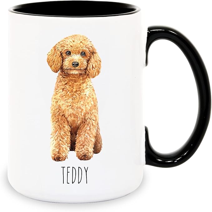 Poodle Custom Coffee Mugs with Name for Dog Mom Dad - Personalized Gifts for Best Friends - Grandma Grandpa Present (Poodle)