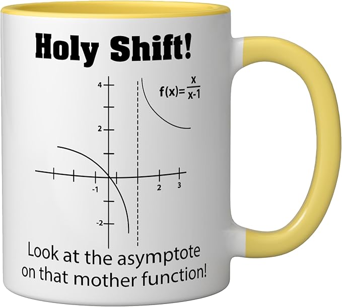 Holy Shift Look at the Asymptote Math Teacher Science Ceramic Mug, Yellow/White