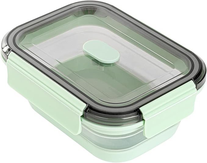 Restaurantware-Fresh Hero 27.2 Ounce Storage Containers, 25 Durable Airtight Food Containers - Microwavable, Freezable, Green Plastic Collapsible Container, Dishwashable, With Vented Lids
